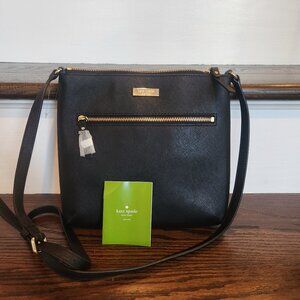 KATE SPADE Black Crossbody Gold hardware 100% leather $249 Retail NEW